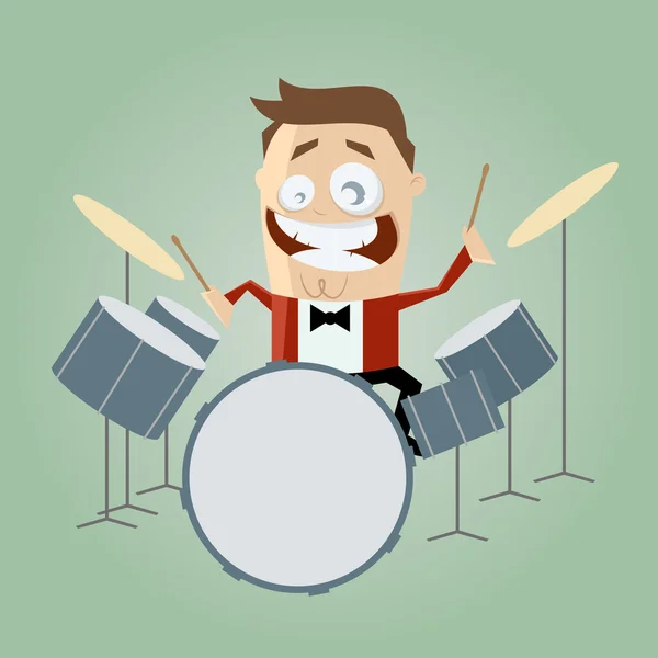 Funny cartoon drummer — Stock Vector