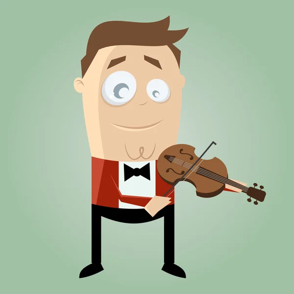Homme dessin animé drôle jouant du violon — Image vectorielle