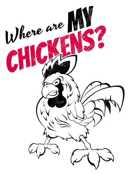 Angry cartoon chicken — Stock Vector