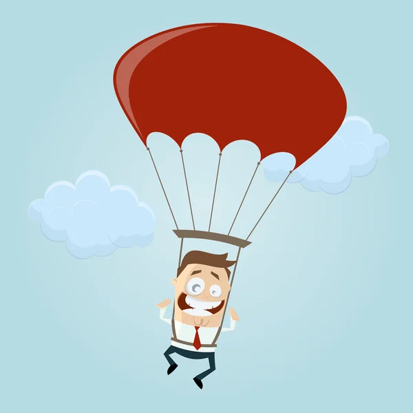 Business man with parachute — Stock Vector