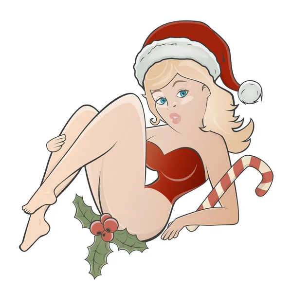 Christmas cartoon girl — Stock Vector
