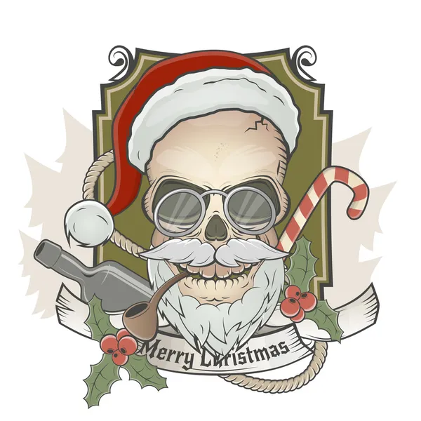 Caveira assustadora Papai Noel — Vetor de Stock