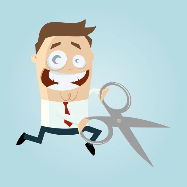 Cartoon man with scissors — Stock Vector