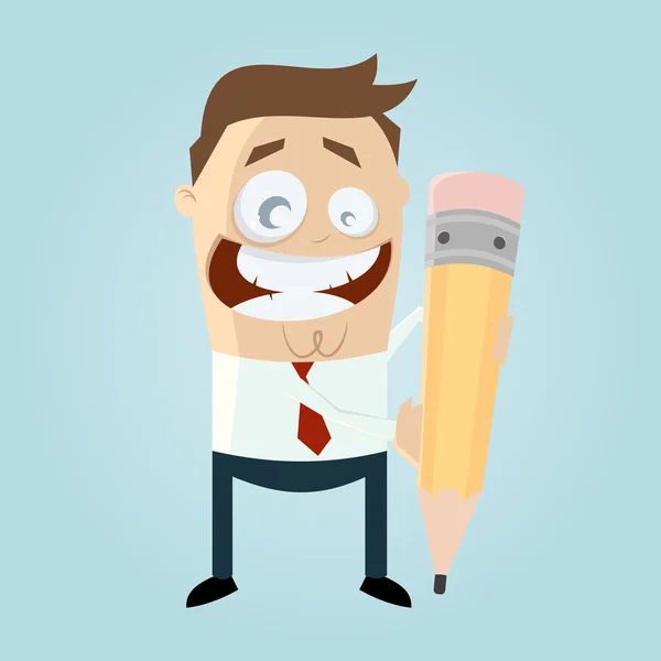 Grappige cartoon man met pen — Stockvector