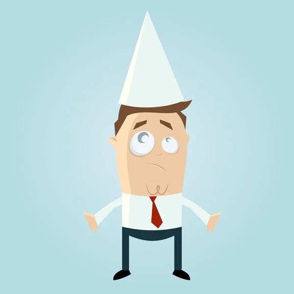 Cartoon man with dunce cap — Stock Vector