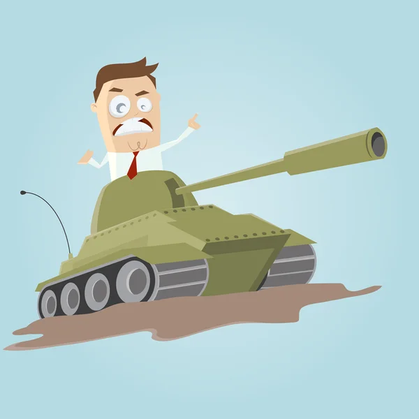 Businessman in a tank — Stock Vector