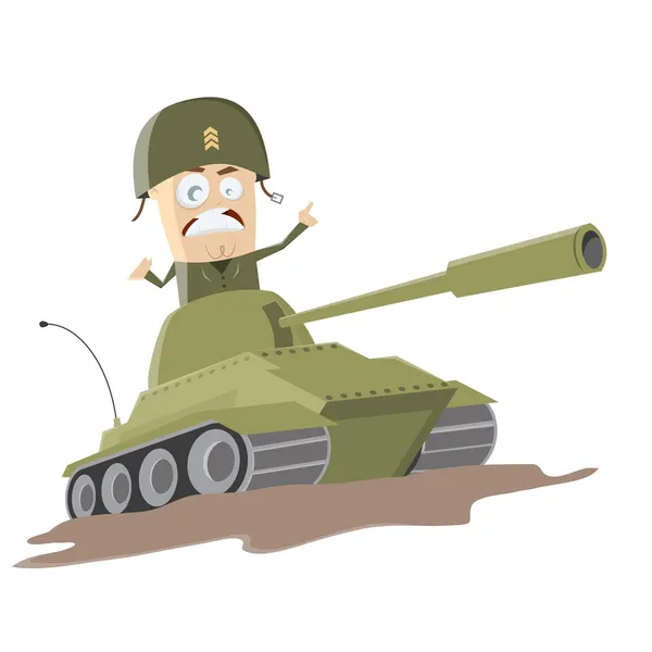 Westerse cartoon soldaat in een tank — Stockvector