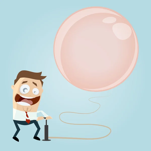 Businessman inflating a big balloon — Stock Vector