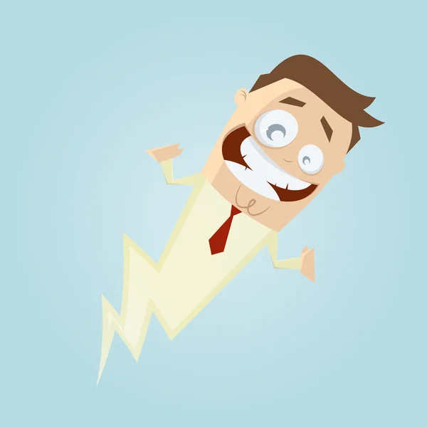 Funny cartoon man is fast as a lightning — Stock Vector