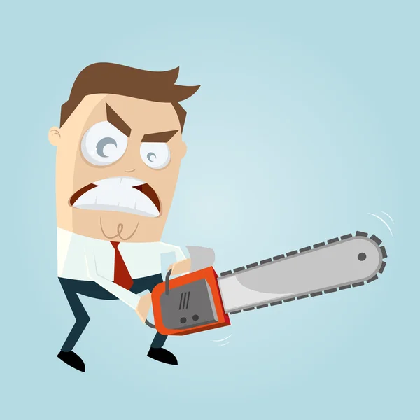 Angry man with chainsaw — Stock Vector