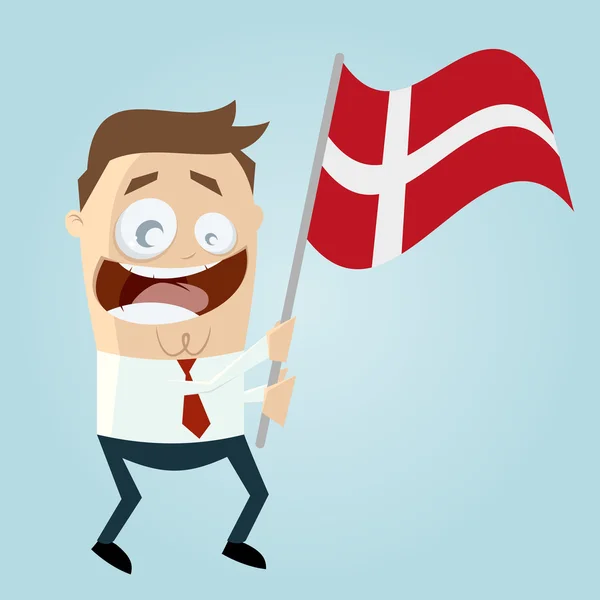 Happy cartoon man with danish flag — Stock Vector