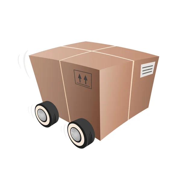 Caja de transporte con ruedas — Vector de stock