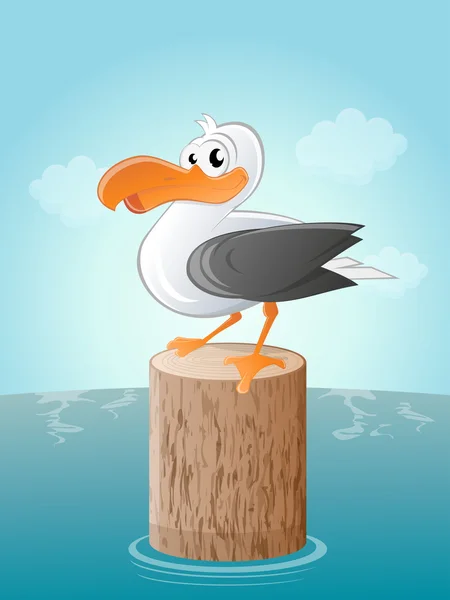 Funny cartoon seagull — Stock Vector