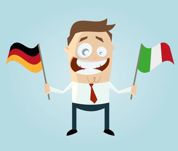 Businessman with german and italian flag — Stock Vector