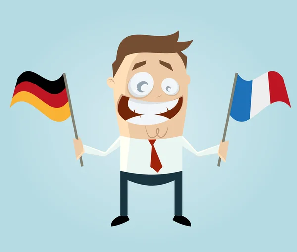 Бизнесмен с немецким и французским флагом — стоковый вектор