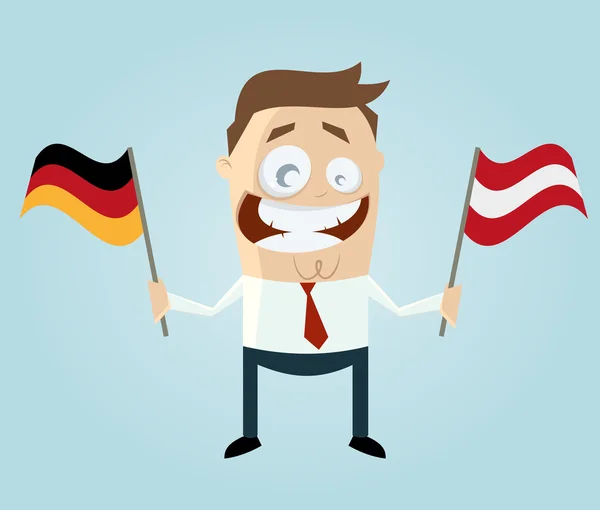 Empresário com bandeira alemã e austríaca — Vetor de Stock