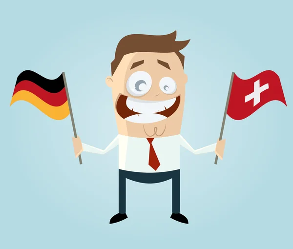 Бизнесмен с немецким и швейцарским флагом — стоковый вектор