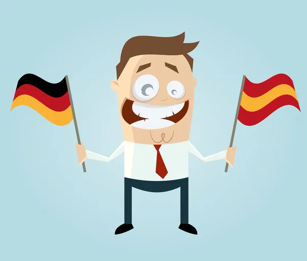ドイツとスペインの旗を持ったビジネスマン — ストックベクタ