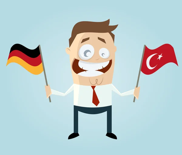 Geschäftsmann mit deutscher und türkischer Flagge — Stockvektor