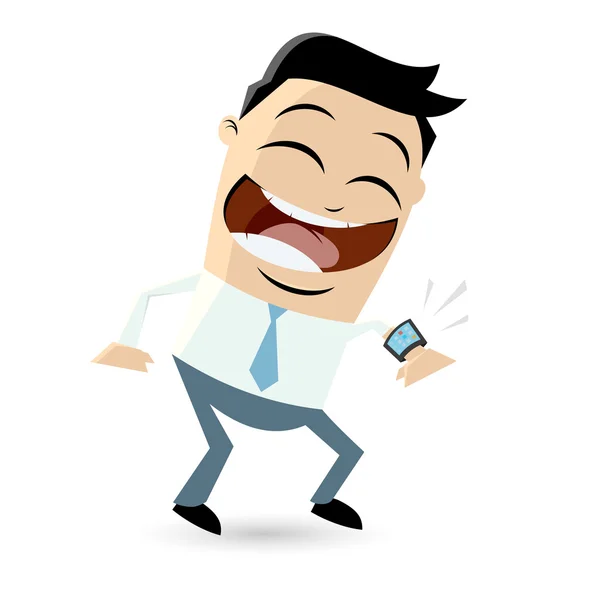 Funny businessman with his smartwatch — Stock Vector