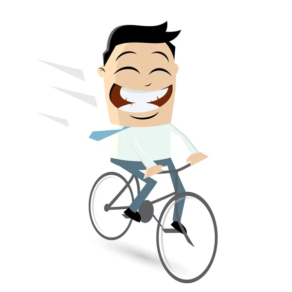 Funny businessman is riding a bicycle — Stock Vector