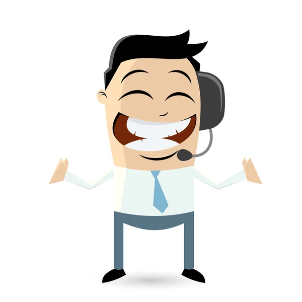 Funny businessman with headset — Stock Vector