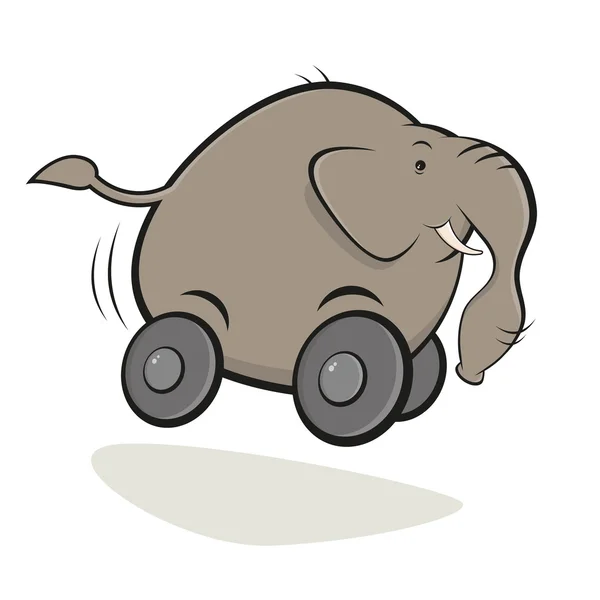 Карикатурный слон на колесах — стоковый вектор