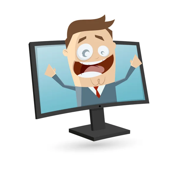 Businessman is looking out of the screen — Stock Vector