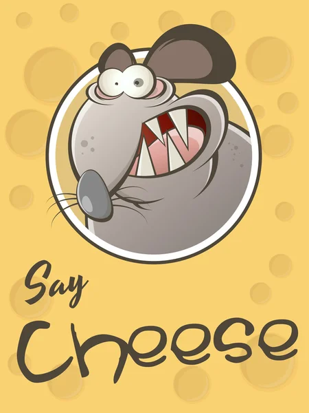 Rolig tecknad råtta med ost bakgrund — Stock vektor