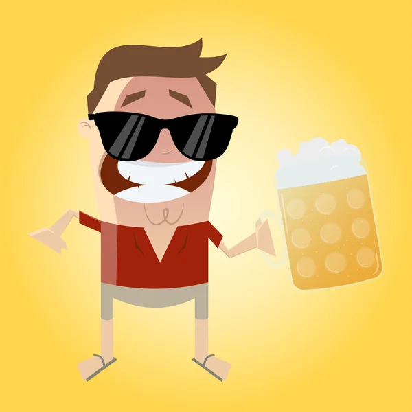 Homem relaxado com cerveja — Vetor de Stock
