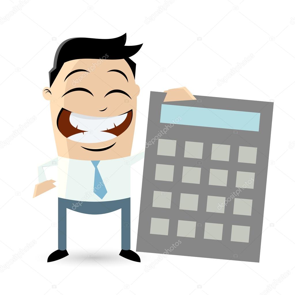 Funny businessman with calculator