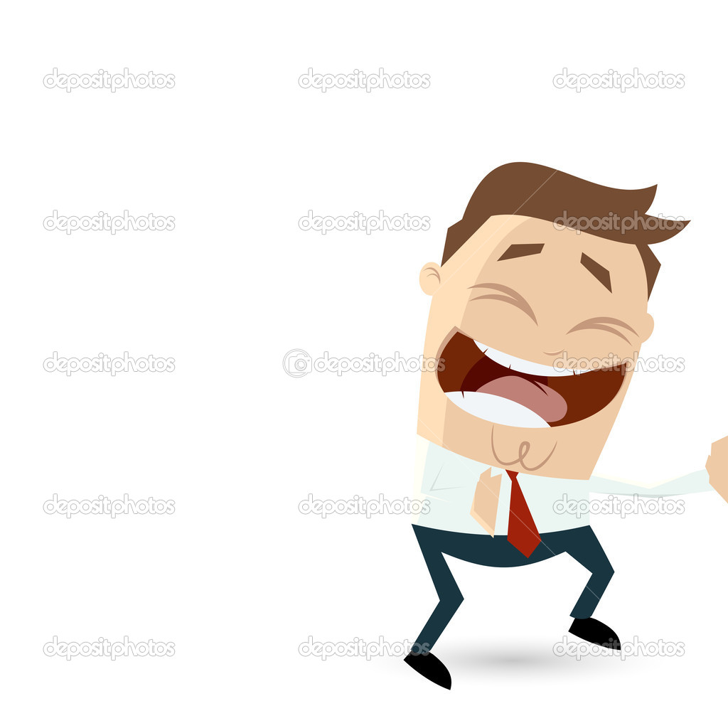 Funny cartoon businessman is laughing