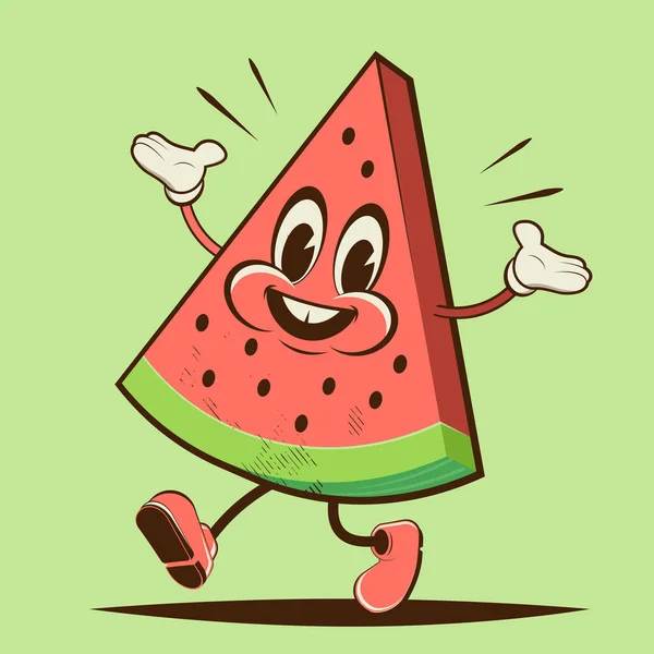 Lustige Melone Retro Cartoon Illustration — Stockvektor