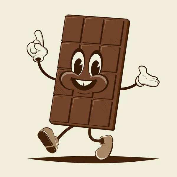 Divertente Cartone Animato Cioccolato Bar Retro Cartone Animato Illustrazione — Vettoriale Stock