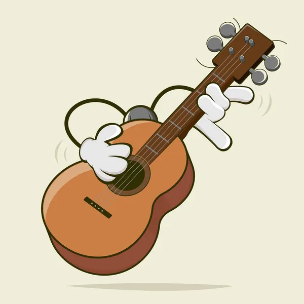 Funny Cartoon Illustration Self Playing Ukulele — Stock Vector