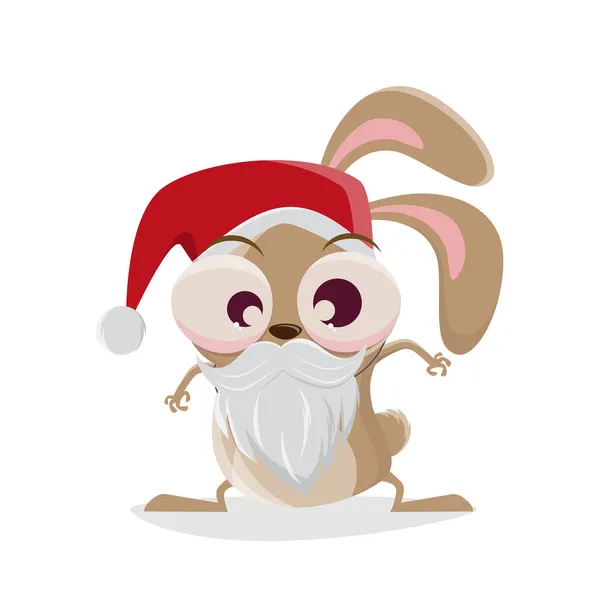 Funny Cartoon Rabbit Santa Claus Costume — Stock Vector