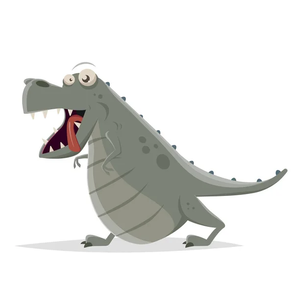 Funny Cartoon Illustration Dinosaur Open Mouth — Stock vektor