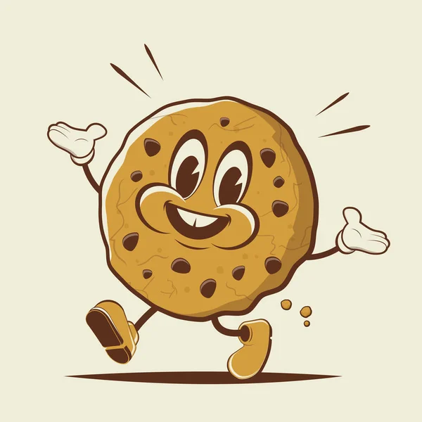 Αστεία Ρετρό Απεικόνιση Ενός Cookie — Διανυσματικό Αρχείο
