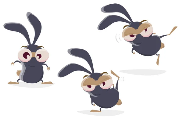 Αστεία Εικονογράφηση Κινουμένων Σχεδίων Ενός Κουνελιού Ninja — Διανυσματικό Αρχείο