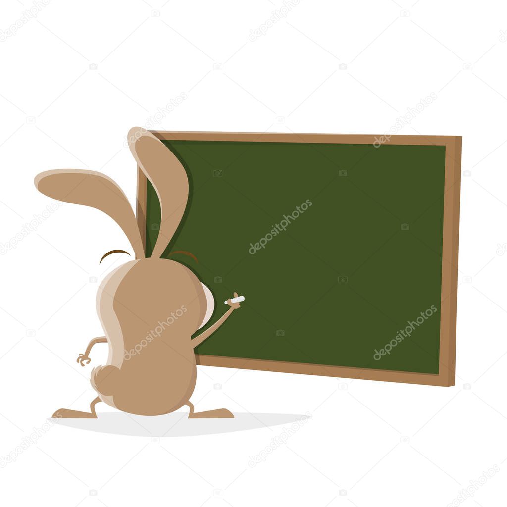 funny illustration of a cartoon rabbit with school board