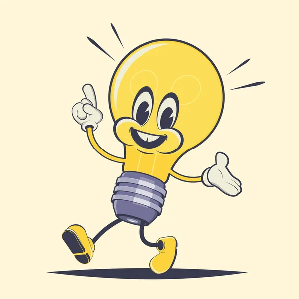 Funny Cartoon Illustration Walking Bulb — Vector de stock