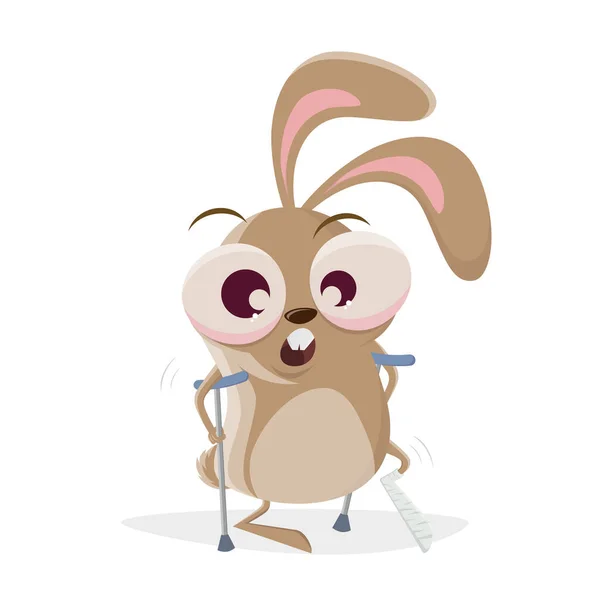 Funny Cartoon Rabbit Broken Leg — Archivo Imágenes Vectoriales