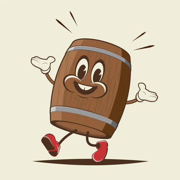 Funny Illustration Walking Cartoon Barrel — стоковый вектор