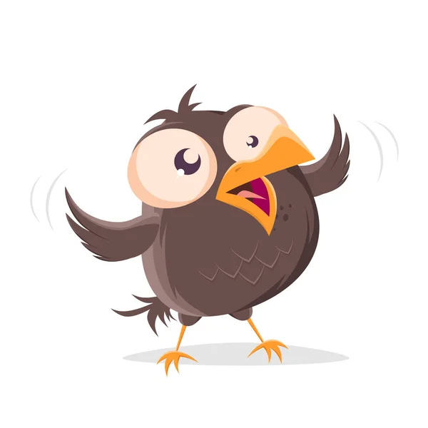 Funny Cartoon Bird Twittering Very Excited — Stock Vector