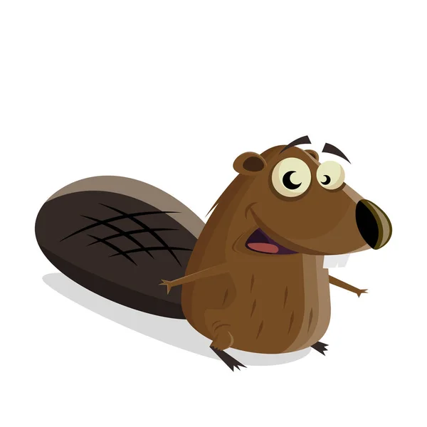 Grappige Illustratie Van Een Cartoon Bever — Stockvector