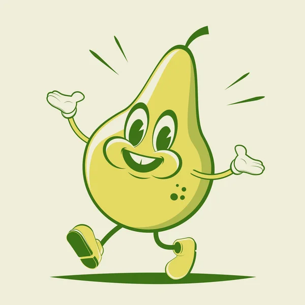 Funny Illustration Cartoon Pear — Archivo Imágenes Vectoriales