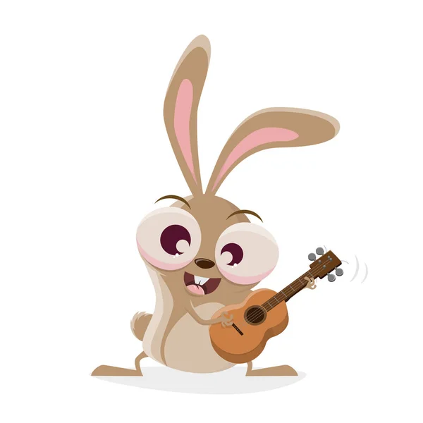 Funny Illustration Cartoon Rabbit Ukulele Guitar — Image vectorielle
