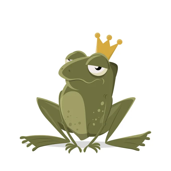 Funny Cartoon Illustration Ugly Frog Crown — Vetor de Stock