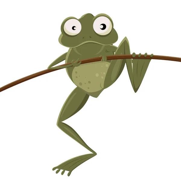 Funny Illustration Climbing Cartoon Frog — Vector de stock