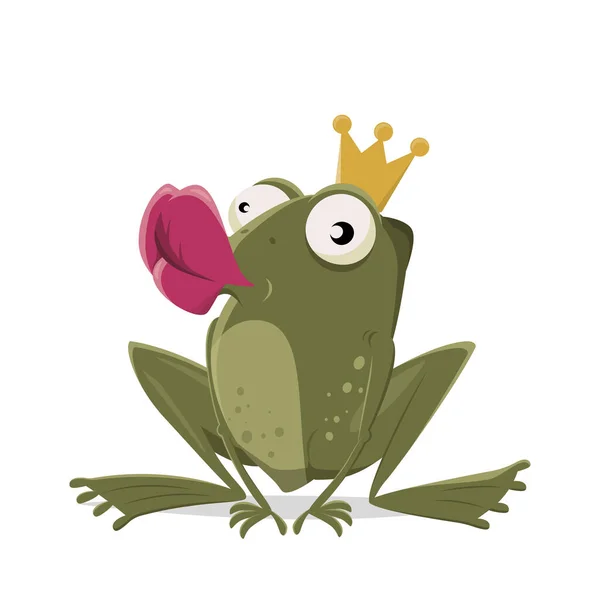 Funny Illustration Kissing Cartoon Frog — 스톡 벡터